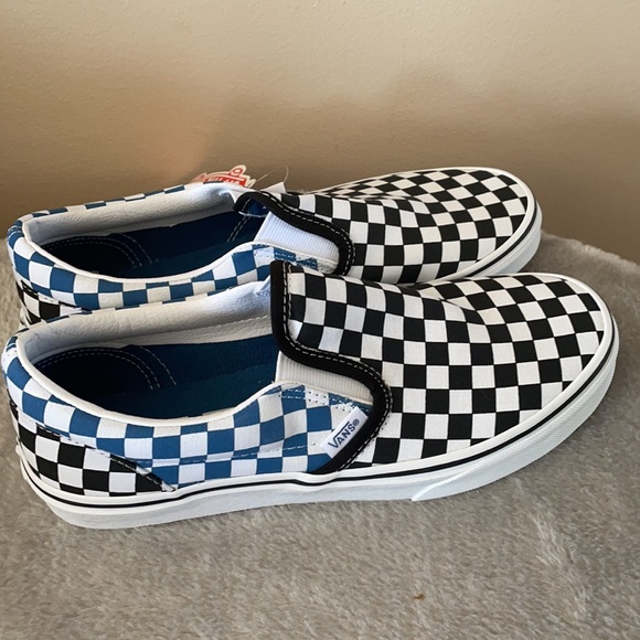 Van blue black check slip on sneakers new - Picture 3 of 5